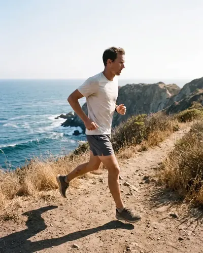 Runner on a coastal trail